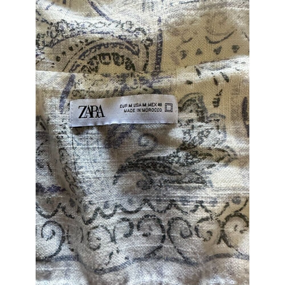 EUC Mens Zara Summer 2022 S/S Casual button down shirt Resort Island wear Size M - Picture 3 of 5